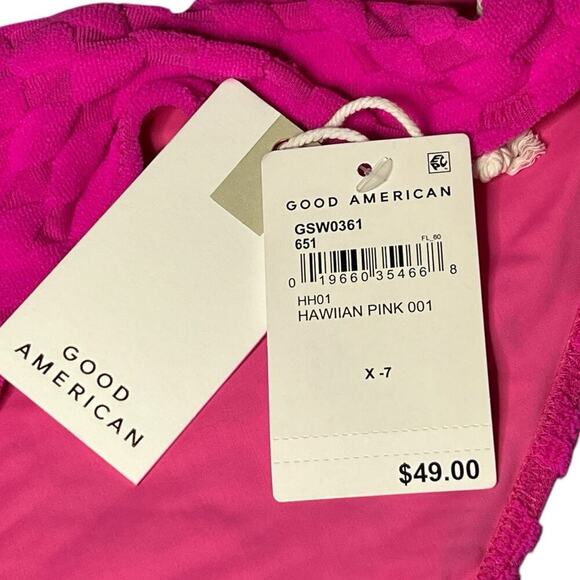 NWT Good American Swim Bottom Women’s Hawaiian‎ Pink Jacquard Bikini Cheeky 7 4X - Picture 5 of 5